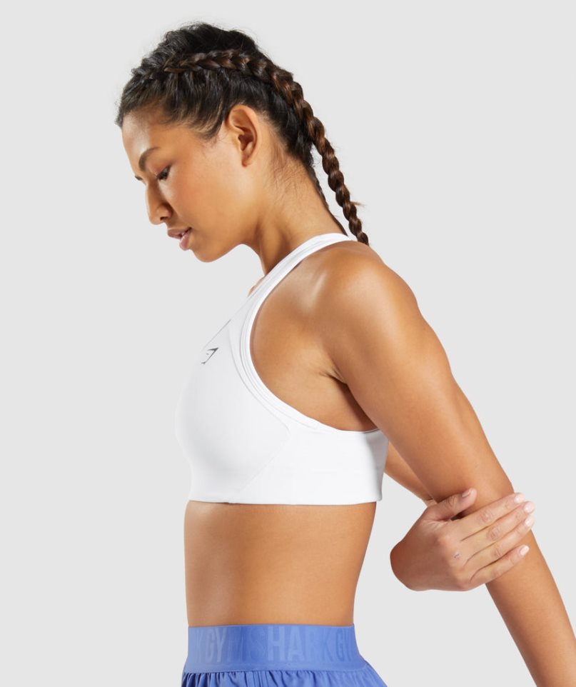 Women's Gymshark Essential Racer Back Sports Bra White | NZ 8ZSBGC